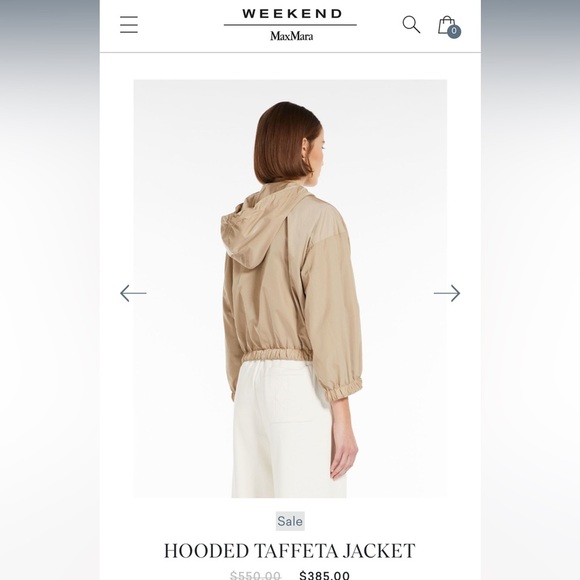 Weekend Max Mara Tan Hooded Taffeta Bomber Jacket. New. Never worn - Picture 5 of 16